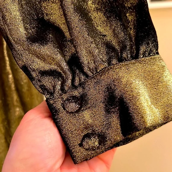 FRAME gorgeous gold metallic velvet mini dress - Picture 6 of 8